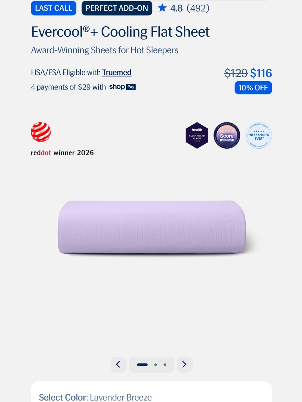 Reset Evercool+ Cooling Flat Sheet — Lavender Breeze